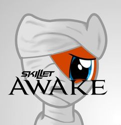 Size: 924x960 | Tagged: artist needed, safe, oc, oc only, earth pony, pony, album cover, awake, bandage, looking at you, male, ponified, ponified album cover, skillet (band), solo