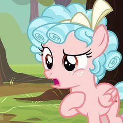 Size: 480x480 | Tagged: safe, screencap, cozy glow, pegasus, pony, g4, marks for effort, bow, cozybetes, cute, female, filly, foal, folded wings, freckles, hair bow, open mouth, raised eyebrow, raised hoof, solo, wings
