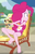 Size: 536x826 | Tagged: safe, screencap, feather bangs, pinkie pie, equestria girls, equestria girls series, friendship math, g4, barefoot, beach chair, chair, clothes, cute, diapinkes, feet, looking sideways, low quality, magazine, pinkie pie swimsuit, soles, swimsuit, toes