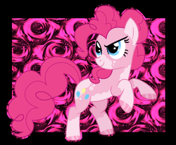 Size: 1060x875 | Tagged: safe, artist:cindystarlight, pinkie pie, earth pony, pony, g4, abstract background, alternate design, black background, female, simple background, solo