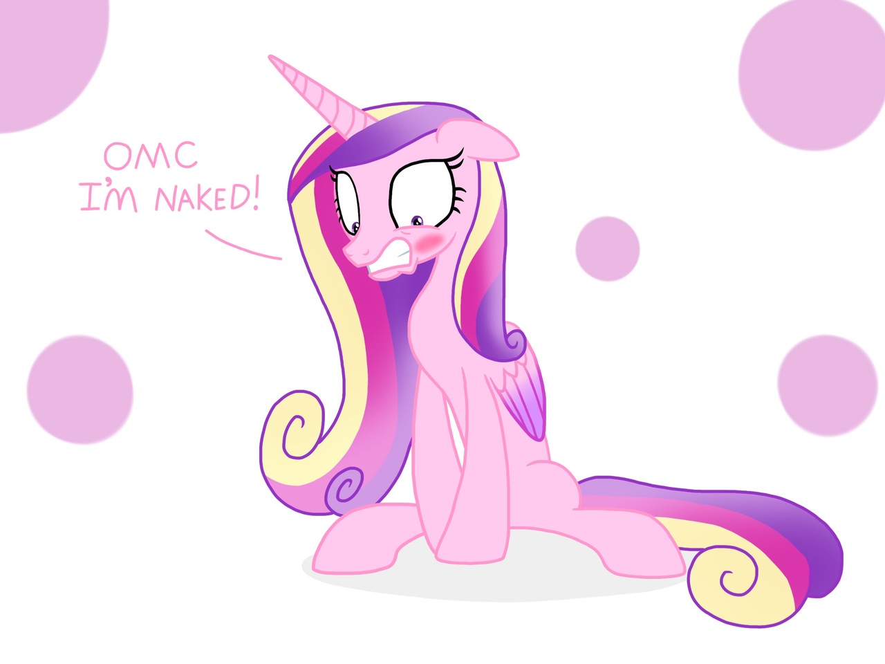 2102464 - safe, artist:justsomepainter11, princess cadance, alicorn, pony,  g4, bare hooves, blushing, covering, embarrassed, embarrassed nude  exposure, female, high res, mare, missing accessory, nudity, oh my  celestia, show accurate, solo, we don't