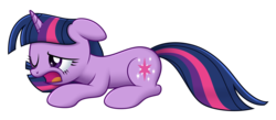 Size: 4592x2000 | Tagged: safe, artist:mirrorcrescent, twilight sparkle, pony, unicorn, g4, atg 2019, exhausted, female, floppy ears, mare, newbie artist training grounds, open mouth, simple background, solo, tired, transparent background, unicorn twilight