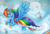 Size: 1800x1215 | Tagged: safe, artist:eternalsubscriber, rainbow dash, pegasus, pony, g4, the best night ever, clothes, cloud, cloudsdale, cute, dashabetes, dress, female, flying, gala dress, rainbow, rainbow dash always dresses in style, solo