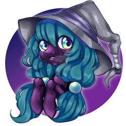 Size: 894x894 | Tagged: safe, artist:yamikonek0, pony, commission, hat, obtrusive watermark, pelago, solo, watermark, witch hat