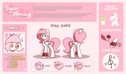 Size: 2550x1500 | Tagged: safe, artist:sugar morning, oc, oc only, oc:sugar morning, pegasus, pony, ahegao, angry, bandana, emotions, female, heart, lewd, mare, open mouth, reference sheet, sad, simple background, solo, standing, text