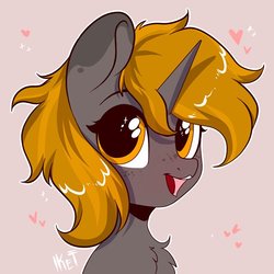 Size: 700x700 | Tagged: safe, artist:kebchach, oc, oc only, pony, unicorn, chest fluff, freckles, heart, horn, unicorn oc