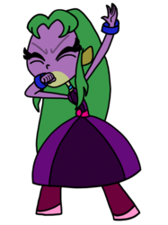 Size: 774x1033 | Tagged: safe, artist:lsalusky, spike, g4, barely pony related, beatboxing, dragon human hybrid, eyes closed, female, palette swap, recolor, simple background, starfire, teen titans go, transparent background