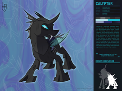Size: 1280x956 | Tagged: safe, artist:hexfloog, oc, oc:calypter, changeling, adoptable, reference sheet