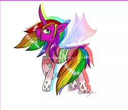 Size: 968x838 | Tagged: safe, artist:cynfularts, oc, oc only, changeling, colorful, commission, rainbow, solo