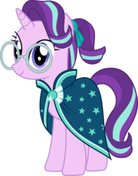 Size: 2441x3109 | Tagged: safe, artist:sketchmcreations, starlight glimmer, pony, unicorn, g4, accessory theft, alternate hairstyle, clothes, clothes swap, cute, female, glasses, glimmerbetes, high res, implied sunburst, mare, ponytail, robe, simple background, solo, starlight wearing sunburst's robe, sunburst's cloak, sunburst's glasses, transparent background, vector