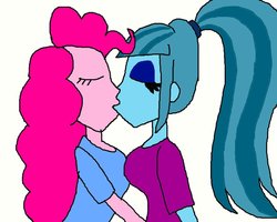 Size: 1000x800 | Tagged: safe, artist:ktd1993, pinkie pie, sonata dusk, equestria girls, g4, 1000 hours in ms paint, duo, female, kiss on the lips, kissing, lesbian, ship:pinata, shipping
