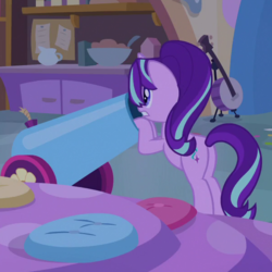 Size: 600x600 | Tagged: safe, screencap, starlight glimmer, pony, unicorn, g4, student counsel, cropped, female, mare, party cannon, solo, this will end well, worried
