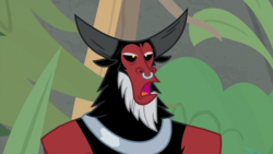 Size: 1920x1080 | Tagged: safe, screencap, lord tirek, centaur, frenemies (episode), g4, bust, male, nose piercing, nose ring, open mouth, piercing, septum piercing, solo