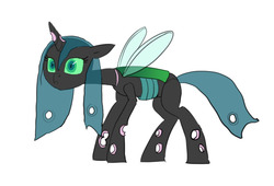 Size: 1108x755 | Tagged: safe, artist:carnifex, queen chrysalis, changeling, changeling queen, g4, bootleg, female, simple background, solo, white background