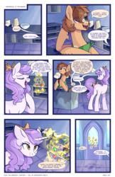 Size: 2301x3549 | Tagged: safe, artist:darlyjay, oc, oc only, oc:dazzle pin, oc:ginger gold, earth pony, pony, unicorn, comic:save the harmony, comic, crystal empire, female, high res, magic, male, mare, offspring, parent:applejack, parent:pinkie pie, parent:pokey pierce, parent:trouble shoes, parents:pokeypie, parents:troublejack, stallion