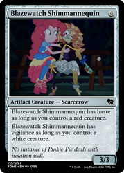 Size: 375x523 | Tagged: safe, edit, edited screencap, screencap, pinkie pie, equestria girls, equestria girls series, g4, sunset's backstage pass!, spoiler:eqg series (season 2), actual sunset shimmer, ccg, female, food, magic the gathering, marshmallow, shoes, sneakers, trading card, trading card edit