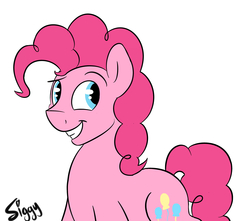 Size: 2463x2177 | Tagged: safe, artist:siggyderp, pinkie pie, earth pony, pony, g4, bubble berry, grin, high res, male, rule 63, signature, simple background, smiling, solo, stallion, white background