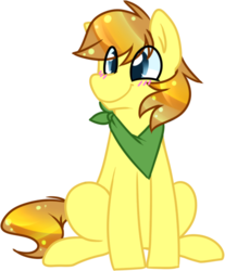 Size: 486x588 | Tagged: safe, artist:rowangoat, oc, oc only, oc:siggy, earth pony, pony, bandana, blushing, male, simple background, sitting, smiling, solo, stallion, transparent background