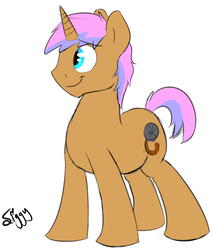 Size: 3313x3796 | Tagged: safe, artist:siggyderp, oc, oc only, oc:film grain, pony, unicorn, high res, male, signature, simple background, sketch, smiling, solo, stallion, white background