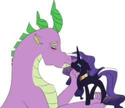 Size: 3150x2726 | Tagged: safe, artist:rosiepie15, nightmare rarity, spike, g4, female, high res, male, ship:nightmare sparity, shipping, spikezilla, straight