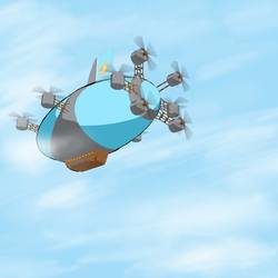 Size: 960x960 | Tagged: safe, artist:skydreams, 3d render, airship, cloud, no pony, royal equestrian skyguard