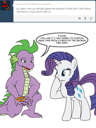 Size: 600x800 | Tagged: safe, artist:dekomaru, rarity, spike, dragon, pony, unicorn, tumblr:ask twixie, g4, ask, ask twixie 3.0, female, male, mare, marriage proposal, ship:sparity, shipping, straight, tumblr