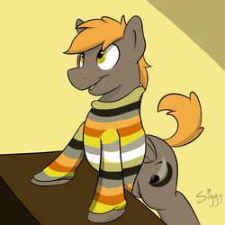 Size: 1500x1500 | Tagged: safe, artist:siggyderp, oc, oc only, oc:umber, earth pony, pony, clothes, male, signature, solo, stallion, sweater