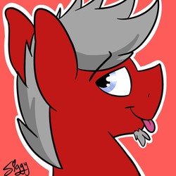 Size: 1280x1280 | Tagged: safe, artist:siggyderp, oc, oc only, pony, commission, facial hair, goatee, icon, male, profile picture, signature, solo, stallion, tongue out