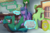 Size: 3000x1991 | Tagged: safe, artist:mylittlesheepy, oc, oc only, oc:poison trail, oc:roaming rustle, oc:torpid eclipse, earth pony, pony, cape, clothes, mortar and pestle, plant, ponyville, poster, potion, text