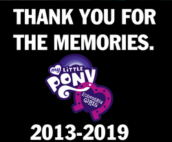 Size: 1199x995 | Tagged: safe, equestria girls, g4, 2019, end of an era, end of g4, end of ponies, farewell, logo, memorial, rest in peace, the end, the end is neigh, the end of equestria girls, the ride ends