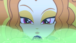 Size: 1906x1080 | Tagged: safe, screencap, adagio dazzle, equestria girls, equestria girls series, g4, sunset's backstage pass!, spoiler:eqg series (season 2), beautiful, close-up, extreme close-up, female, green smoke, lidded eyes, looking at you, microphone, singing