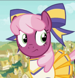 Size: 586x605 | Tagged: safe, screencap, cheerilee, earth pony, pony, g4, the cart before the ponies, :s, animated, cheerileeder, cheerleader, eyeroll, female, wavy mouth