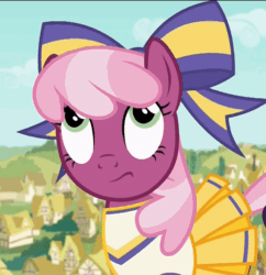 Size: 586x605 | Tagged: safe, screencap, cheerilee, pony, g4, the cart before the ponies, :s, cheerileeder, cheerleader, gif, non-animated gif, wavy mouth