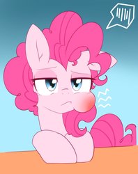 Size: 1499x1895 | Tagged: safe, artist:akainu_pony, pinkie pie, earth pony, pony, g4, bust, female, gradient background, hurting, mare, puffy cheeks, reddened cheeks, solo, toothache