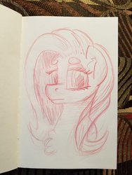 Size: 1536x2048 | Tagged: safe, artist:shoeunit, fluttershy, pegasus, pony, g4, bust, female, mare, sketch, solo, traditional art