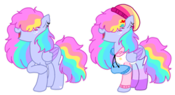 Size: 1280x697 | Tagged: safe, artist:sparkythedoog, oc, oc only, oc:rainbow surprise, pegasus, pony, beanie, clothes, female, hair over eyes, hat, hoodie, mare, simple background, solo, transparent background