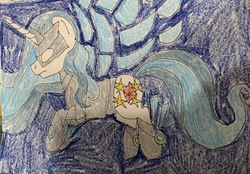 Size: 2899x2017 | Tagged: safe, artist:wolfspiritclan, oc, oc only, oc:red diamond, alicorn, pony, alicorn oc, crystal wings, high res, ponied up, solo, traditional art, wings