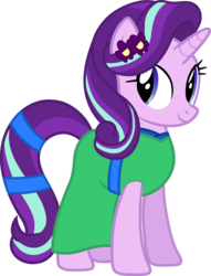 Size: 4000x5242 | Tagged: safe, artist:pilot231, starlight glimmer, pony, unicorn, g4, clothes, dress, female, flower, flower in hair, mare, simple background, smiling, solo, transparent background, vector