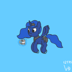 Size: 800x800 | Tagged: safe, artist:vohd, princess luna, alicorn, pony, g4, animated, blue background, cup, fans, female, flying, frame by frame, magic, male, paparazzi, simple background, stallion, throwing, tree