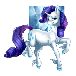 Size: 3000x3000 | Tagged: safe, artist:gaelledragons, rarity, horse, pony, unicorn, g4, female, high res, mare, simple background, smiling, solo, transparent background, unshorn fetlocks, white outline