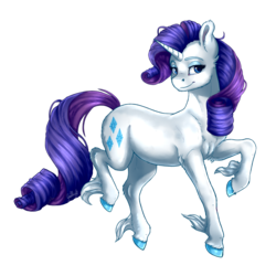 Size: 3000x3000 | Tagged: safe, artist:gaelledragons, rarity, horse, pony, unicorn, g4, female, high res, lidded eyes, mare, outline, raised hoof, simple background, smiling, solo, transparent background, unshorn fetlocks, white outline