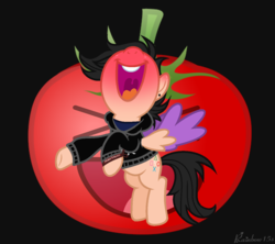 Size: 1288x1144 | Tagged: safe, artist:rainbow15s, pegasus, pony, blushing, bracelet, clothes, colored wings, crossover, food, hoodie, jewelry, kubz scouts, laughing, piercing, red face, that dude, tomato, wings, youtube, youtuber