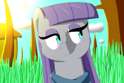 Size: 3000x2000 | Tagged: safe, artist:jimmy draws, maud pie, earth pony, pony, g4, the maud couple, clothes, cute, female, grass, high res, mare, smiling, solo, tree, when she smiles