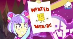 Size: 1309x706 | Tagged: safe, edit, edited screencap, editor:mr. gumball, screencap, supernova zap, equestria girls, equestria girls specials, g4, my little pony equestria girls: better together, my little pony equestria girls: sunset's backstage pass, hall monitor, male, out of context, spongebob squarepants, spongebob squarepants (character), supernova zap holding paper