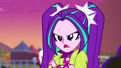 Size: 1366x768 | Tagged: safe, screencap, aria blaze, equestria girls, equestria girls series, g4, sunset's backstage pass!, spoiler:eqg series (season 2), crossed arms, discovery family logo, female, solo, stare