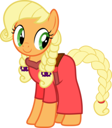 Size: 4000x4548 | Tagged: safe, artist:pilot231, applejack, earth pony, pony, g4, alternate hairstyle, braid, braided ponytail, braided tail, clothes, dress, female, flower, flower in hair, mare, simple background, solo, transparent background, twin braids, vector