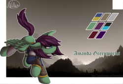 Size: 3743x2543 | Tagged: safe, artist:avery-valentine, oc, oc:amanda greenworks, pegasus, pony, fallout equestria, high res, palette