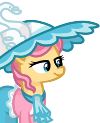 Size: 799x980 | Tagged: safe, artist:rainbow eevee, swan song, pony, g4, clothes, dress, female, hat, lidded eyes, mare, simple background, solo, transparent background
