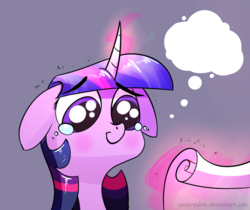 Size: 1200x1006 | Tagged: safe, artist:underpable, edit, twilight sparkle, pony, g4, female, floppy ears, scroll, solo, template