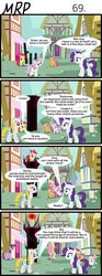 Size: 800x2153 | Tagged: safe, artist:umneem, apple bloom, lily, lily valley, rarity, scootaloo, sweetie belle, twilight sparkle, oc, oc:dispersion, alicorn, earth pony, pegasus, pony, unicorn, comic:my rational pony, g4, comic, eye of sauron, female, hammer, lord of the rings, mare, ponyville, twilight sparkle (alicorn)